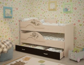 Кровать выкатная Радуга-Сафари детская 1600 Млечный дуб/Венге в Омске - omsk.katalogmebeli.com | фото 1