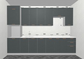 Кухня Квадро 3,2 м (высокие модули/Железо/Серый) в Омске - omsk.katalogmebeli.com | фото 3