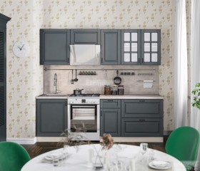 Кухня Регина 24 2,4 м (Серый матовый/Белый) в Омске - omsk.katalogmebeli.com | фото