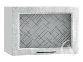Либерти Шкаф верхний горизонтальный со стеклом ШВГС 609 (Холст грей/корпус белый) в Омске - omsk.katalogmebeli.com | фото
