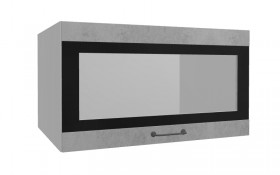 Лофт ВПГСФ 800 шкаф верхний горизонтальный со стеклом высокий с фотопечатью (Бетон светлый/корпус Серый) в Омске - omsk.katalogmebeli.com | фото