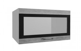 Лофт ВПГСФ 800 шкаф верхний горизонтальный со стеклом высокий с фотопечатью (Дуб майский/корпус Серый) в Омске - omsk.katalogmebeli.com | фото