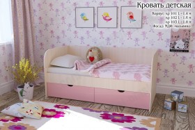 Мальвина Кровать детская 2 ящика 1.6 Розовыйй глянец в Омске - omsk.katalogmebeli.com | фото 1