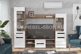 Мебель для гостиной МГС 6 (Исполнение 1/Дуб золотой/Белый глянец) в Омске - omsk.katalogmebeli.com | фото