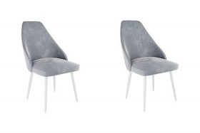 Набор стульев Милан 2 шт (серый велюр/белый) в Омске - omsk.katalogmebeli.com | фото