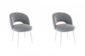 Набор стульев Моли 2 шт (серый велюр/белый) в Омске - omsk.katalogmebeli.com | фото