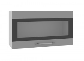 Ройс ВПГСФ 800 Шкаф верхний горизонтальный со стеклом с фотопечатью высокий (Белый софт/корпус Серый) в Омске - omsk.katalogmebeli.com | фото