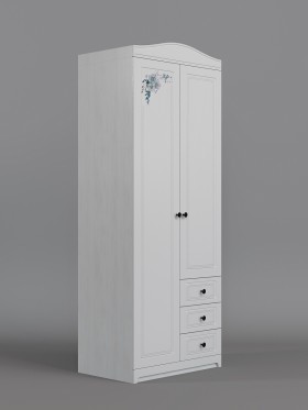 Шкаф 2-х створчатый с ящиками Бэлла (Выбеленное дерево/Белый) в Омске - omsk.katalogmebeli.com | фото