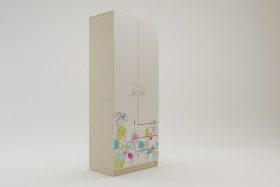 Шкаф 2-х створчатый с ящиками Флёр (Белый/корпус Клен) в Омске - omsk.katalogmebeli.com | фото