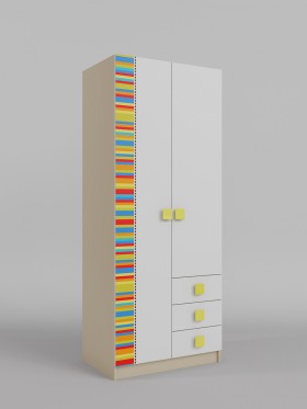 Шкаф 2-х створчатый с ящиками Клаксон без машинок (Белый/корпус Клен) в Омске - omsk.katalogmebeli.com | фото