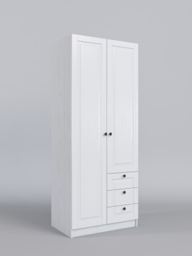 Шкаф 2-х створчатый с ящиками Классика (Белый/корпус Выбеленное дерево) в Омске - omsk.katalogmebeli.com | фото