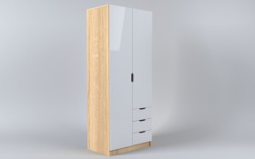 Шкаф 2-х створчатый с ящиками Лофт (Белый/корпус Дуб Сонома) в Омске - omsk.katalogmebeli.com | фото