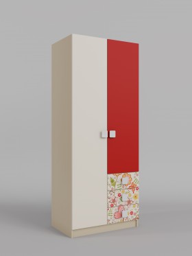 Шкаф 2-х створчатый с ящиками Ретвит (Бежевый/Красный/корпус Клен) в Омске - omsk.katalogmebeli.com | фото 1