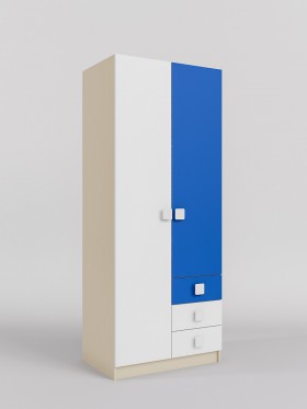 Шкаф 2-х створчатый с ящиками Скай (Синий/Белый/корпус Клен) в Омске - omsk.katalogmebeli.com | фото