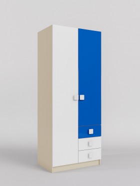 Шкаф 2-х створчатый с ящиками Скай люкс (Синий/Белый/корпус Клен) в Омске - omsk.katalogmebeli.com | фото