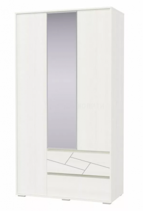 Шкаф 3-х дверный с ящиками Аделина 1200 Рамух белый в Омске - omsk.katalogmebeli.com | фото