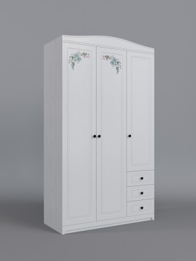 Шкаф 3-х створчатый с ящиками Бэлла (Выбеленное дерево/Белый) в Омске - omsk.katalogmebeli.com | фото