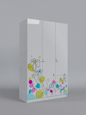Шкаф 3-х створчатый с ящиками Флёр (Белый/корпус Выбеленное дерево) в Омске - omsk.katalogmebeli.com | фото