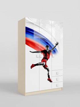 Шкаф 3-х створчатый с ящиками Футбол ЧМ (Белый/корпус Клен) в Омске - omsk.katalogmebeli.com | фото