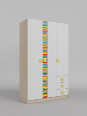 Шкаф 3-х створчатый с ящиками Клаксон без машинок (Белый/корпус Клен) в Омске - omsk.katalogmebeli.com | фото