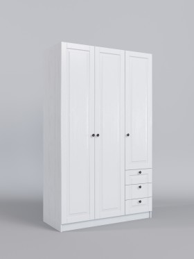 Шкаф 3-х створчатый с ящиками Классика (Белый/корпус Выбеленное дерево) в Омске - omsk.katalogmebeli.com | фото
