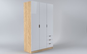 Шкаф 3-х створчатый с ящиками Лофт (Белый/корпус Дуб Сонома) в Омске - omsk.katalogmebeli.com | фото