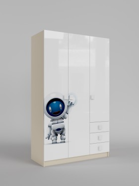 Шкаф 3-х створчатый с ящиками Санни (Белый/корпус Клен) в Омске - omsk.katalogmebeli.com | фото 1