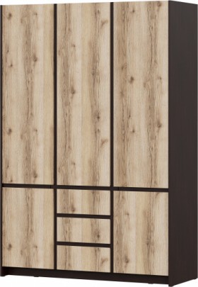 Модульная система "Прага" Шкаф для одежды трехстворчатый Дуб Венге/Дуб Делано в Омске - omsk.katalogmebeli.com | фото