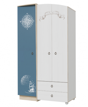 Шкаф для одежды Бриз 1200 Дуб ривьера/ Рамух белый/синий в Омске - omsk.katalogmebeli.com | фото