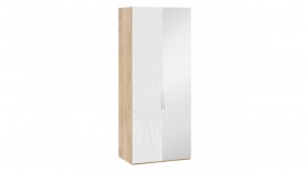 Шкаф для одежды с 1 глухой и 1 зеркальной дверями правый «Эмбер» Яблоня Беллуно/Белый глянец в Омске - omsk.katalogmebeli.com | фото 1