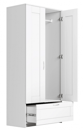 Шкаф двухдверный Сириус с 1 ящиком белый в Омске - omsk.katalogmebeli.com | фото 3