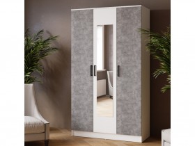 Шкаф комбинированный Ларс (1,2) с зеркалом белый/ателье светлое в Омске - omsk.katalogmebeli.com | фото 3