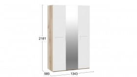 Шкаф комбинированный с 3-мя дверями «Фьюжн» Дуб делано/Белый глянец в Омске - omsk.katalogmebeli.com | фото 3