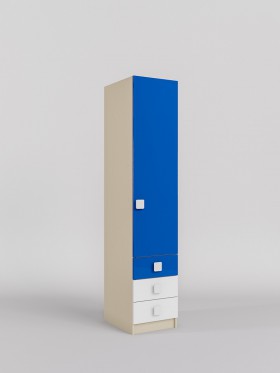 Шкаф угловой (секция с ящиками) Скай люкс (Синий/Белый/корпус Клен) в Омске - omsk.katalogmebeli.com | фото