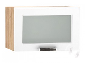 Шкаф верхний со стеклом Прага ШВГС 500 (Белое дерево/корпус дуб крафт золотой) в Омске - omsk.katalogmebeli.com | фото