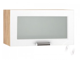 Шкаф верхний со стеклом Прага ШВГС 600 (Белое дерево/корпус дуб крафт золотой) в Омске - omsk.katalogmebeli.com | фото