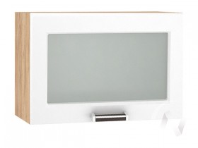 Шкаф верхний со стеклом Прага ШВГС 609 (Белое дерево/корпус дуб крафт золотой) в Омске - omsk.katalogmebeli.com | фото