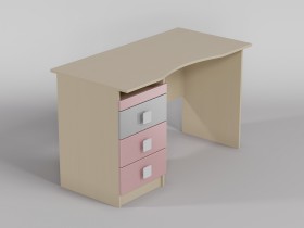 Стол (столешница с выемкой) Грэйси (Розовый/Серый/корпус Клен) в Омске - omsk.katalogmebeli.com | фото